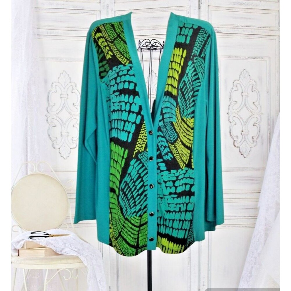 Bob Mackie Women's Cardigan Wearable Art Liquid Knit Long Sleeve Size Large - Picture 1 of 5